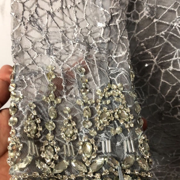 Mac Duggal long sheer sleeves V neck midi dress - Picture 15 of 15